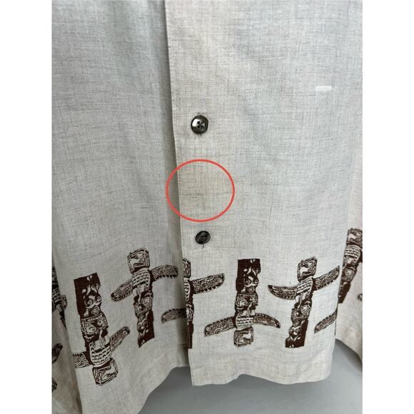 Greg Norman Collection Men's Button Down Tiki Linen Shirt Tan Brown Size XL - Picture 2 of 9